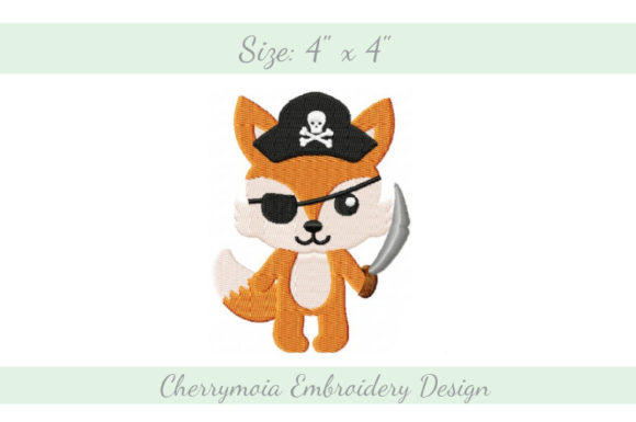 Pirate Fox Embroidery Design