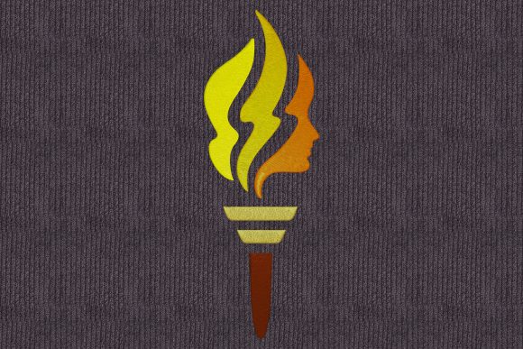 Torch with Face Embroidery Design