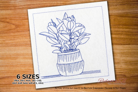 Virgo Plant in Pot Embroidery Design